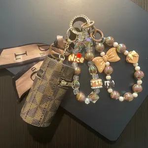Shimmering Beads Keychain for Keys and Accessories with Shimmering Beads and Little Bag for Organized Storage handmade  keychains