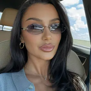 1pc Women’s Small Oval Frameless Glasses | Metal Legs & Edgy Small Frame! Oval Shape Shades – Perfect for Daily Wear, Summer Beach Vacation, Outdoor/Travel & Back To School Accessories