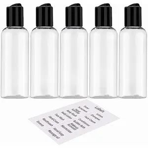 5 Pack 3.4 oz Travel Bottles for Toiletries TSA Approved Leakproof Plastic Empty Travel Size Bottles Containers with Labels