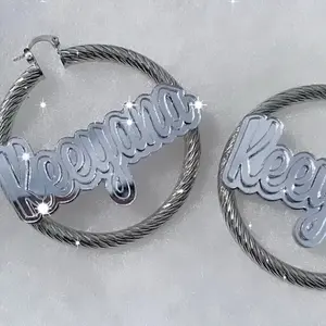 Custom Nameplate Hoop Earrings - Personalized Jewelry for Women