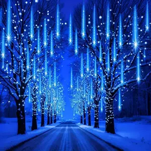 Christmas Meteor Rain Lamp, USB Powered Outdoor Garden Lamp, 192 LED, IPX4 Outdoor Decoration Lighting, for Gardens, Thanksgiving, Parties, Trees, Rain Drop Lights, for Valentine'S Day, Weddings, Bars, Cafes, Store Displays, Outdoor Twinkle Lights