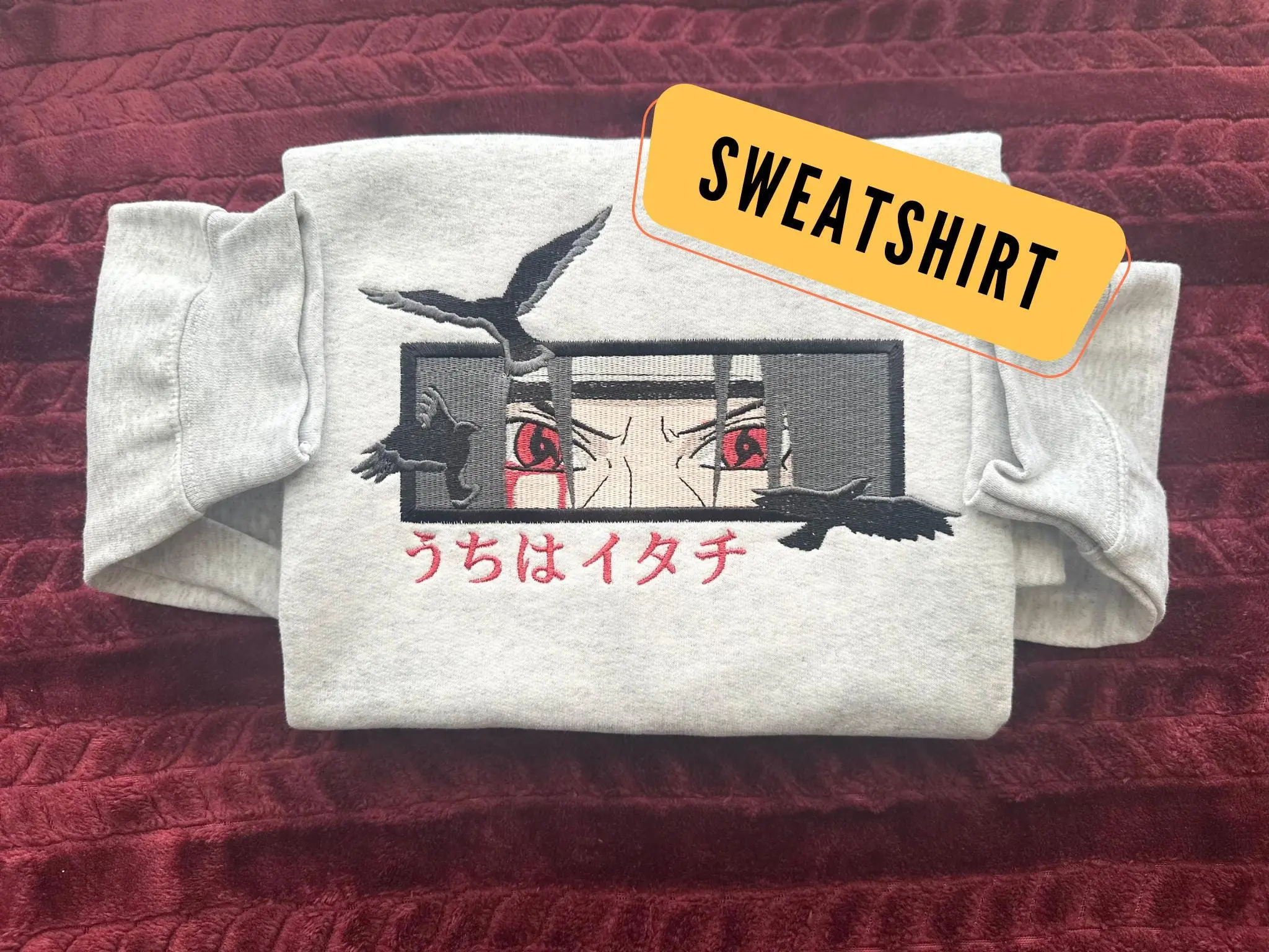 Itachi SWEATSHIRT; Anime Embroidered Sweatshirt, Embroidered Anime Shirt, Anime Shirt, Embroidered Shirt, Embroidered Hoodie