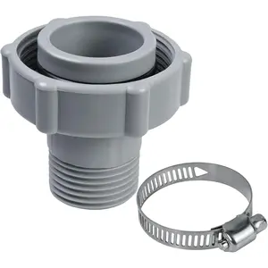 Swimming Pool Drain Fitting Connects Fit for Coleman Pools, ID1.5-inch Connect To The Bottom Of The Pool, OD1.0-inch, Internal Thread 3/4-inch with SS Hose Clamp Connect To The Garden Pipe