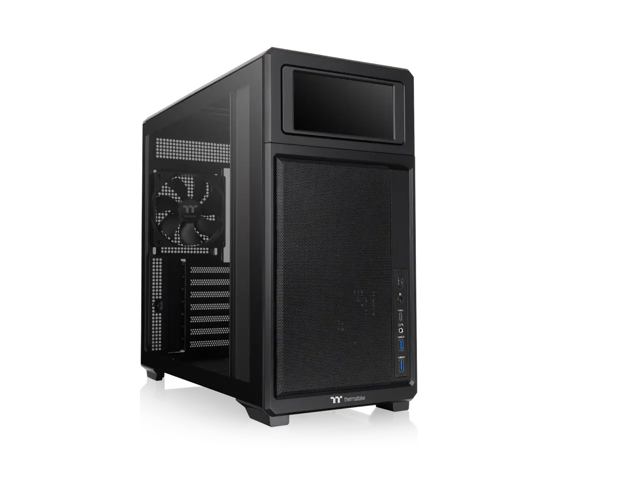 Thermaltake TR300; Preinstalled 6.0 inch LCD Screen; Mid Tower; 1x120mm PWM Fan Included; ATX/mATX/mITX Support; 360mm Radiator Support; 410mm GPU; 260mm PSU; Black