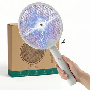 Foldable Electric Fly Swatter Racket 3000V, USB Rechargeable Bug Zapper with Purple Attractant Light, 1200mAh Portable Handheld Mosquito Killer - Kills Mosquitoes, Flies, Gnats, Wasps, Fruit Flies for Indoor Home, Backyard, Patio, Camping