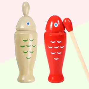 Wooden Fish Orff Percussion Instrument Music Equipment Single Sound Tube Two Tone WoodBlocker Easy to Use Beginners Rhythm TMZ
