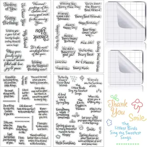 4 Sheet Sentiments Rubber Clear Stamps Set for Card Making and DIY Scrapbooking Journaling 2 Acrylic Stamp Blocks with Grid Lines for Valentine Birthday Wedding Wife Husband Anniversary Card