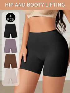 4PCS Women's High Waisted Seamless Shapewear Bottoms with Firm Tummy Control, High Waisted Shaper, Breathable Fitted Underwear Shorts, Casual Daily Wear for All Seasons