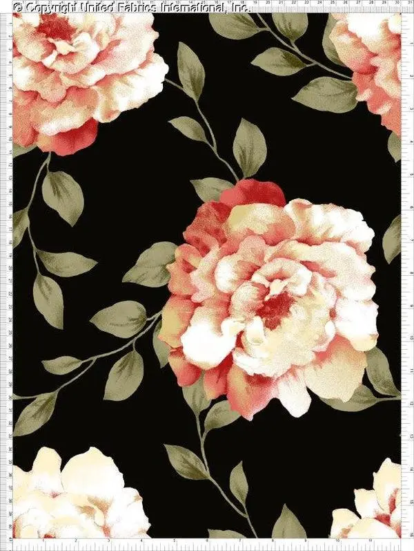 Chiffon Printed Sydney Woven Fabric by the Yard Large Floral Print Peonies Sheer Dress Fabric Top Sewing Apparel Fashion Polyester Home Décor
