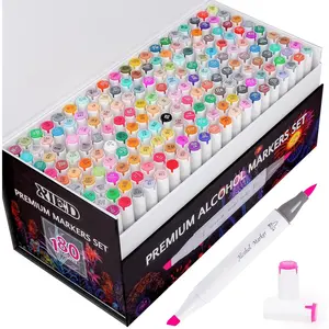 180 Colors  Markers, Dual Tip Markers Set, Chisel & Brush Tip -based Art Marker for Artists in Coloring