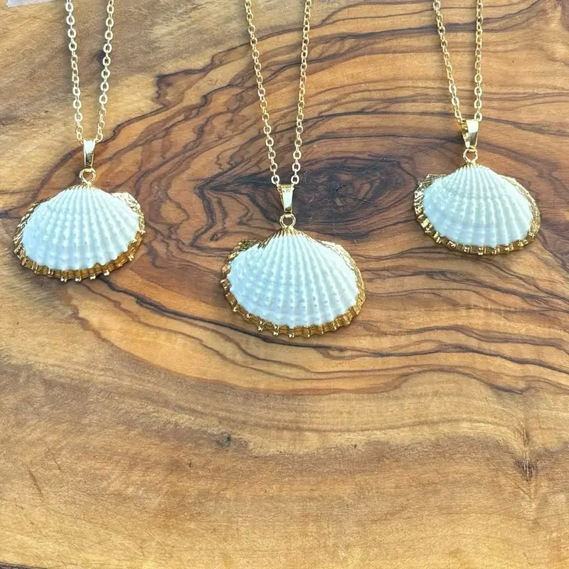 Natural Sea Shell Gold Dipped Necklace - Elegant Beach Inspired Jewelry for Women