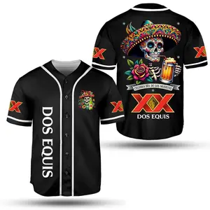 Dos Equis Día De Los Muertos Baseball Jersey – Sugar Skull Beer Shirt, Mexican Fiesta Costume for Him Her