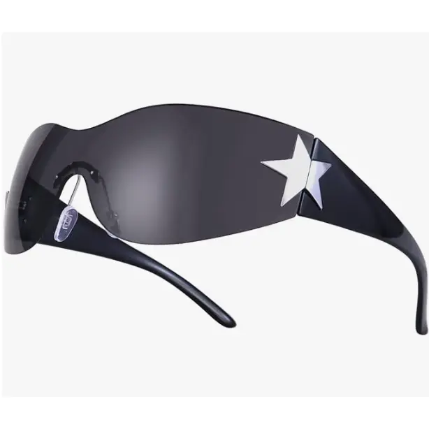 【2026 Y2K Millennium Hot Girl Sunglasses】Rimless Y2K Sunglasses for Women Men Wrap Around Fashion Sunglasses Oversized Frameless Trendy Sun Glasses