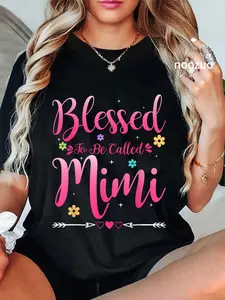 100% Cotton Womens Blessed To Be Called Mimi Heart Mother's Day Mimi T-Shirt