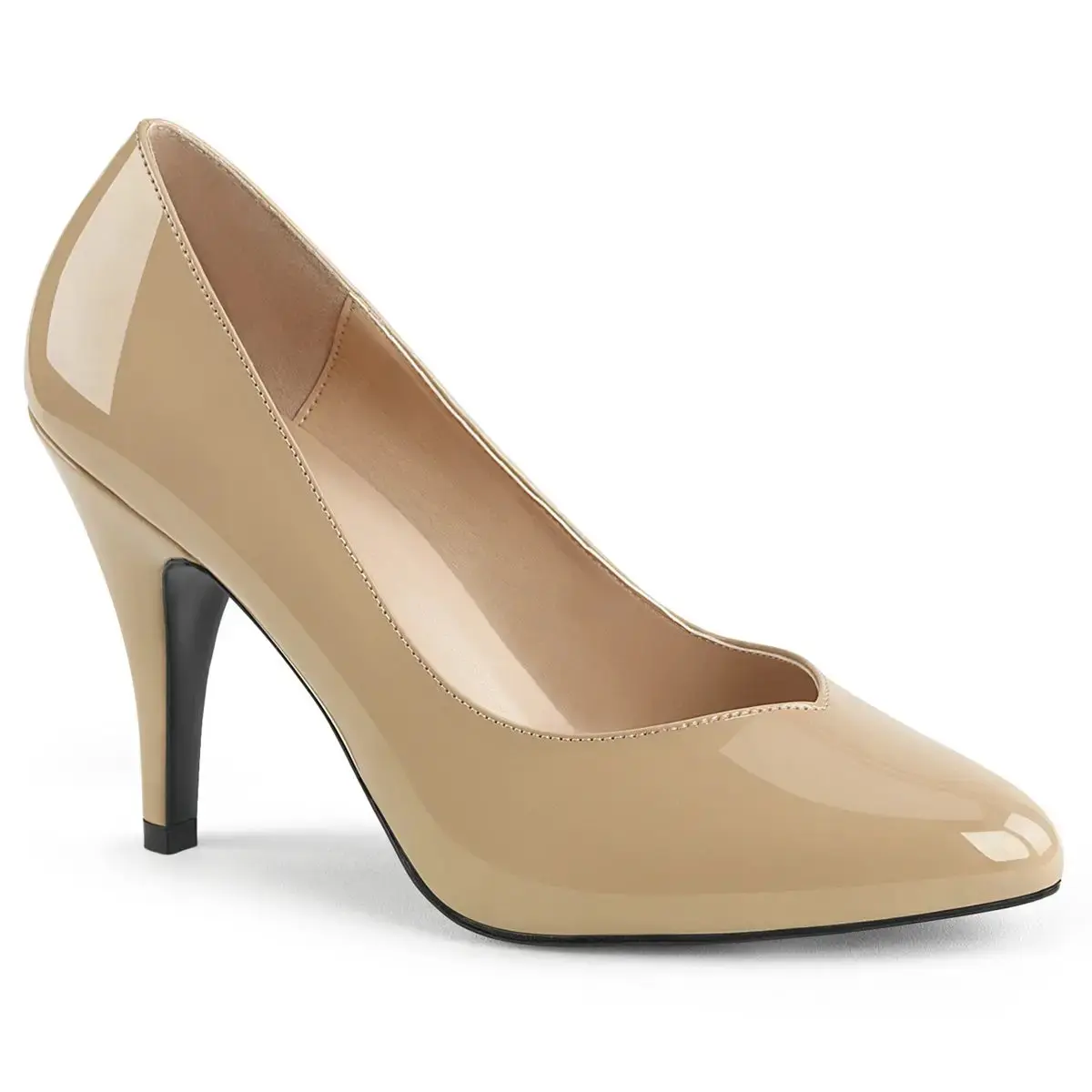 Pleaser Pink Label Dream-420 Women's Pointed Toe Pump Beige Faux Leather