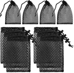 Mesh Bags 10 Pack Small 5.9 x 3.7 Inch Black Mesh Drawstring Bag Mini Nylon Net Bags with Drawstrings Small Travel Stuff Bags  Mini Stuff