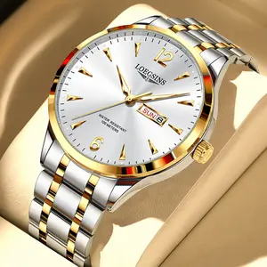 LOEGSINS Brand New Genuine Swiss Automatic Mechanical Watch for Men, Waterproof, Luminous, High-End, Dual Calendar, Model L6.921.6.728 [Free Genuine Leather Strap]