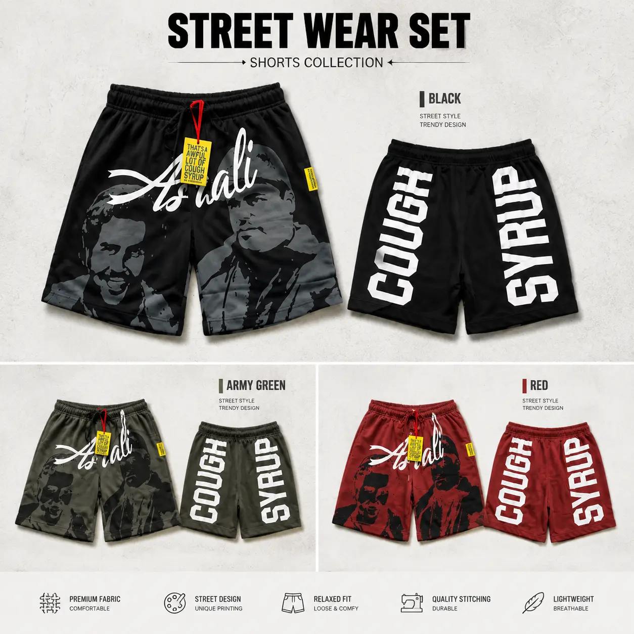 THAT'S A AWFUL LOT OF COUGH SYRUP Graphic Shorts Men Women Vintage Streetwear Sweat Shorts, Oversized Hip Hop Casual Summer Shorts with Retro Print, Relaxed Fit Drawstring Athletic Lounge Shorts Y2K Fashion
