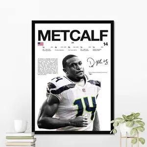 DK Metcalf Hardline Series Poster, DK Metcalf Signature Poster, Seattle Football Wall Art For Fans, Sport Gift For Men [UNFRAMED - PRINT ONLY]