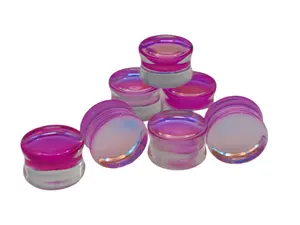 Pink Glass Double Flare Plugs PAIR 6mm-32mm Pink Glass Double Flare Plugs PAIR 6mm-32mm