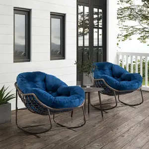 SZLIZCCC Patio Chairs , Oversized Wicker Egg Rocking Chair,Indoor & Outdoor Upholstered Papasan Chairs, Modern Lounge Chair for Balcony,Living Room Patio, Front Porch, Garden