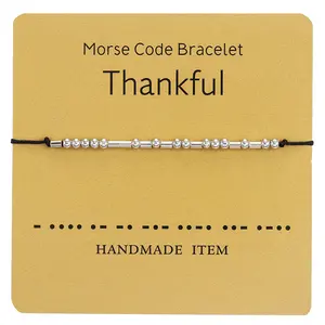 Morse Code Letter Bracelet for Couples Adjustable Personalized Jewelry Gift