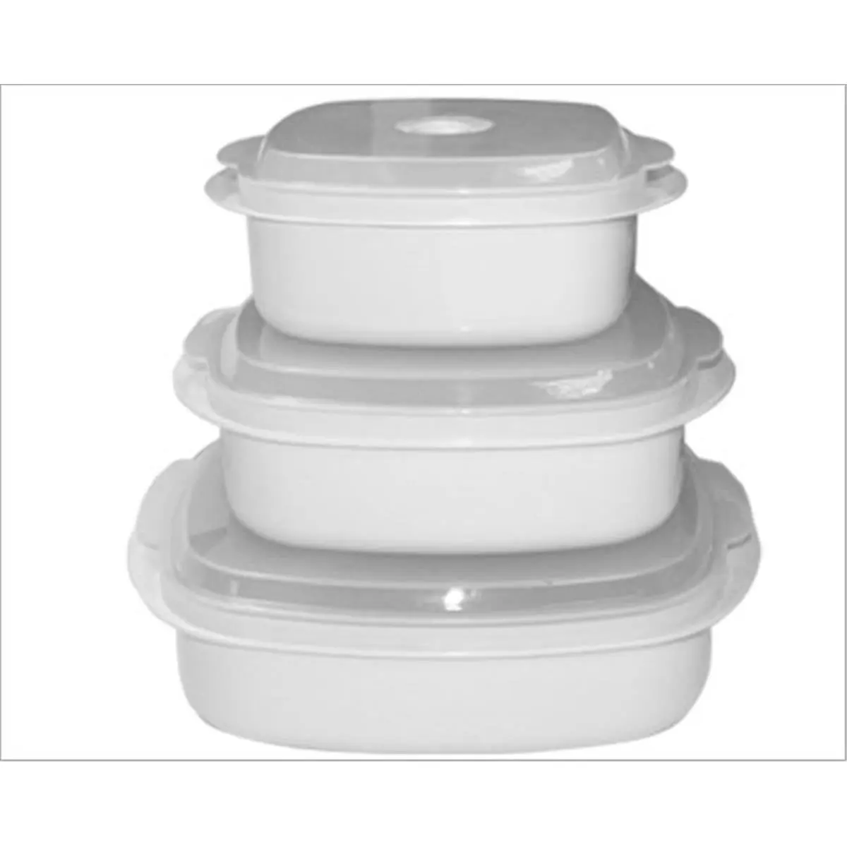 212 MAIN White Plastic Multi-Size Microwave Steamer Cookware Set - 40 oz,16 oz,28 oz Sizes, Adjustable Steamer Lids, Nutrient-Retaining Design for Kitchen Food Preparation