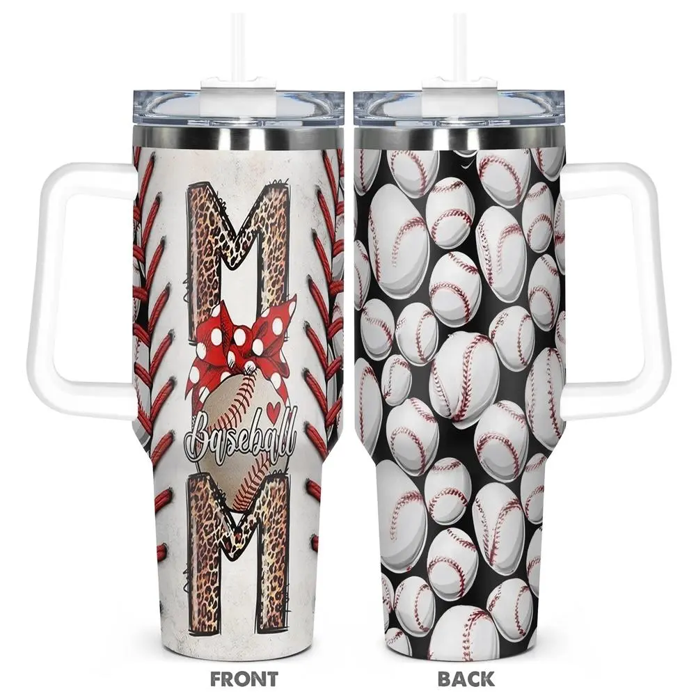 Baseball Mom Design 40oz Tumbler, Stainless Steel Insulated Cup, Baseball Lover Gift, Unique Birthday Gift for Mother, Wife, Women, Drinkware, Bottles, Insulated Flask, Stainless Steel Thermos