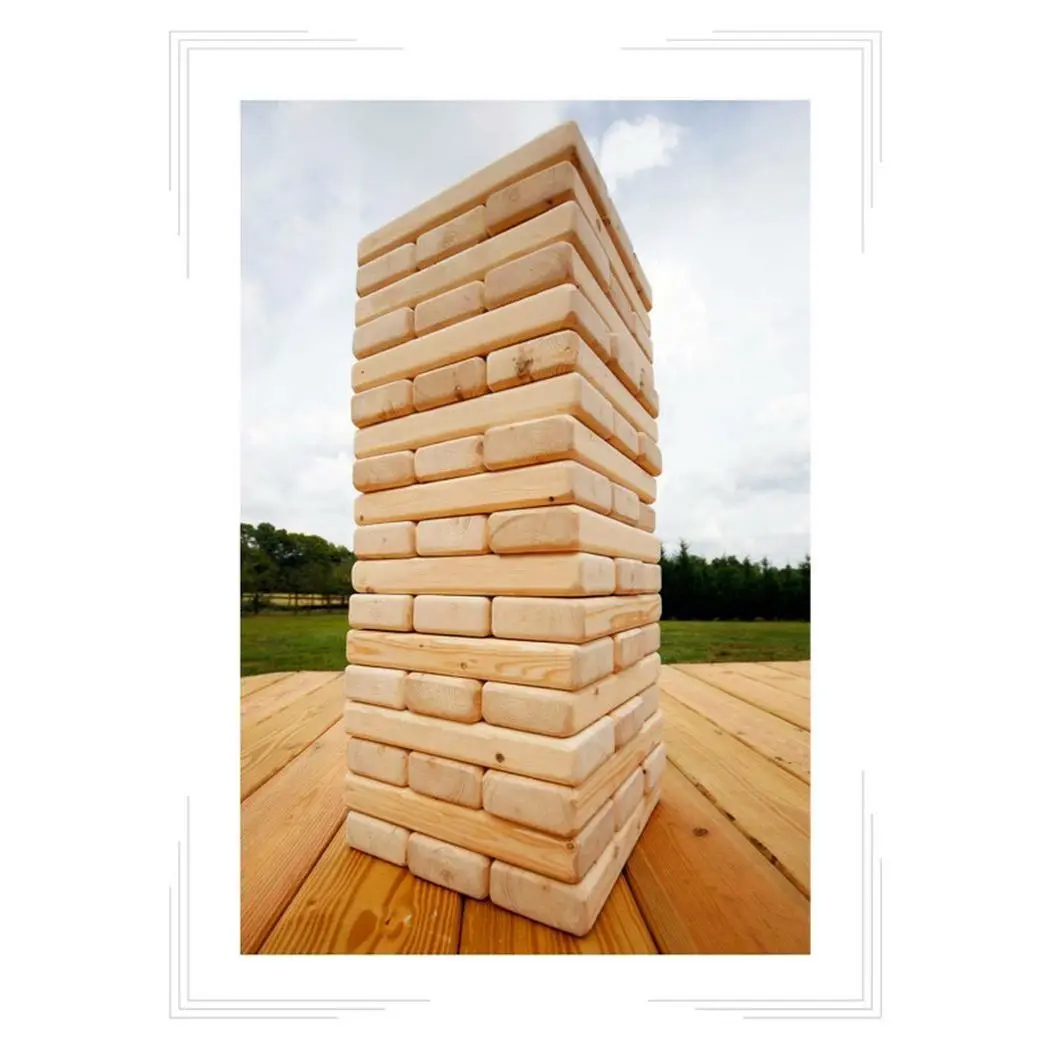 Jenga Giant Wooden Blocks 7.25x2.5x1.6in 15x Bigger Than Classic Table Top Game with Heavy-Duty Canvas Bag for Events and Parties