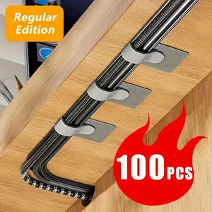 100 PCs Nylon Wire Holder-Cable Manager, Desktop Paste Cable Organizing Box, Data Cable Storage, Can Be Used in All Seasons Work Organizer desk accessories office girly desk accessories