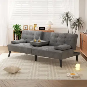 Walsunny 64'' Small Convertible Couch Bed Loveseat,  Modern Futon Recliner Sleeper, Lazy Futon Set for Living Room, Office, Apartment