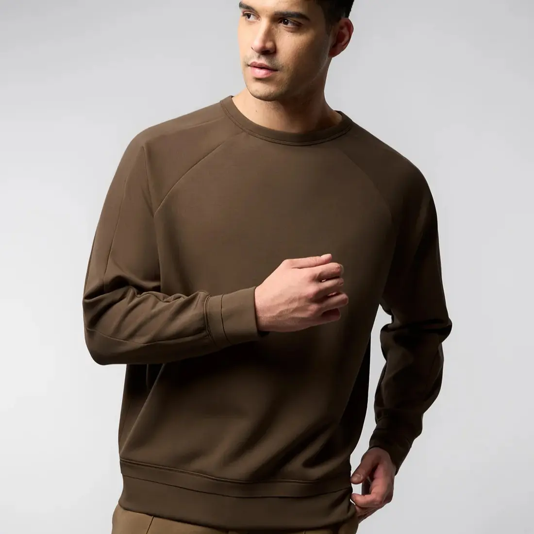 Fioboc Modal Blend Raglan Sweatshirt Soft Stretch Leisure Casual Long Sleeve