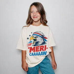 Youth & Adult 'Meri Caaaaw Kids Shirt, Funny Eagle Kids Tee, Patriotic Fourth of July T-Shirt, USA Independence Day Shirt, American Eagle Graphic Tee, July 4th Kids Apparel, Patriotic Gift for Kids