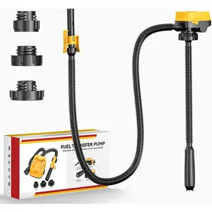 Cordless Fuel Transfer Pump with Auto-Stop, 3.2 GPM Flow Portable Fuel Pump Compatible with DeWalt 20V & Milwaukee 18V Batteries, with 51'' Hose, 3 Adapters for Diesel, Gasoline (Bare Tool), Yellow