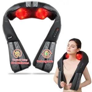 Cordless Shiatsu Neck Back Massager with Heat - Rechargeable Deep Kneading Massage Wrap, Perfect Wellness Gift for Colleagues Friends Family, Portable for Office Home Travel Full Body Pain Relief