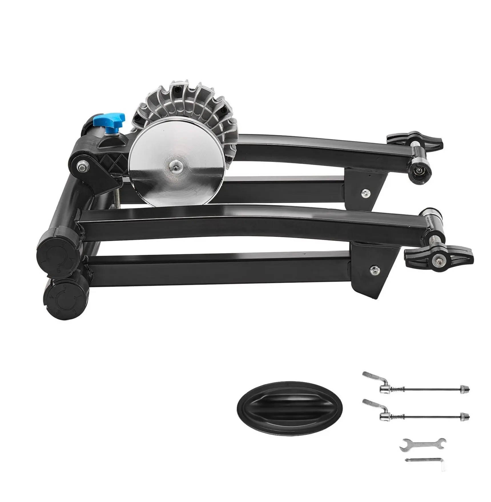 Bike Trainer Stand Indoor Cycling - 26-29" & 700C Wheels - Foldable Fluid Resistance - Quick Release Skewer & Front Riser - Road/Mountain Bikes Default
