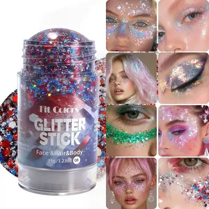 Red White and Blue Face Body Glitter Stick with Star Sequins,4th of July Accessories Outfits for Women,Fourth of July Patriotic 250th Anniversary Glitter Stick,Softball Baseball Glitter Makeup