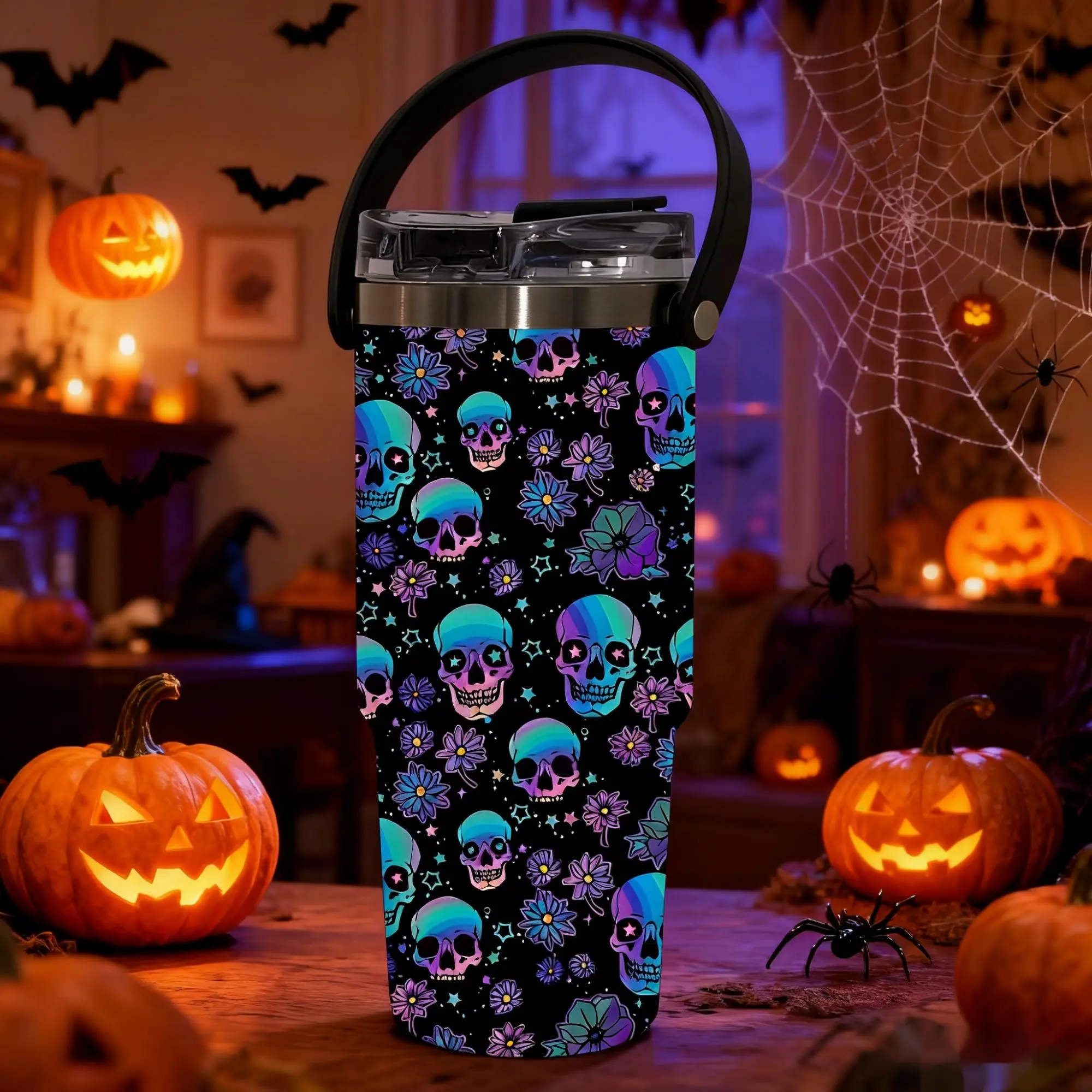 1pc 30oz Stainless Steel Insulated Tumbler, Insulated Bottle, KPop Demon Hunters, with Lid and Straw, Keep Hot 12H/Cold 24H, Great for School, Travel or Coffee, Fun Gift for Teens or Pop Culture Fans, Halloween, themed event decoration, party props