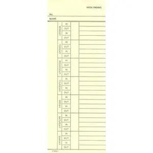 200 Time Cards, Bi-Weekly, 2-Sided, 3-3/8 inch x 9 inch, for Amano, Acroprint, , Icon, Lathem, Simplex, and others