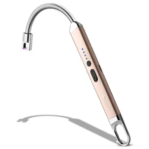 SUPRUS Lighter Rechargeable USB Lighter Arc Electric Lighetrs with Safety Switch 360° Flexible Neck Flameless Grill Long Lighters for Candle Camping Cooking