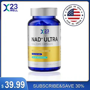 23WELL NAD+ Ultra Cell Care Capsules with Liposomal NAD+ Calcium Alpha Ketoglutarate & trans-resveratrol for Energy Focus Healthy Aging 60 Capsules Made in USA Supplement