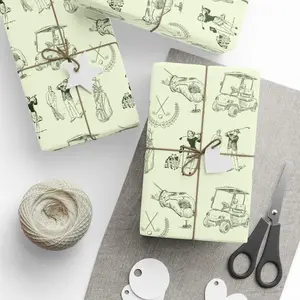 Vintage Golf Toile Wrapping Paper: Sports Gift Wrap, Festival Gift Wrap, Labubu Xmas Elves Wrapping Paper Custom Gift Wrap sent as Roll or Sheet Merry Christmas paper