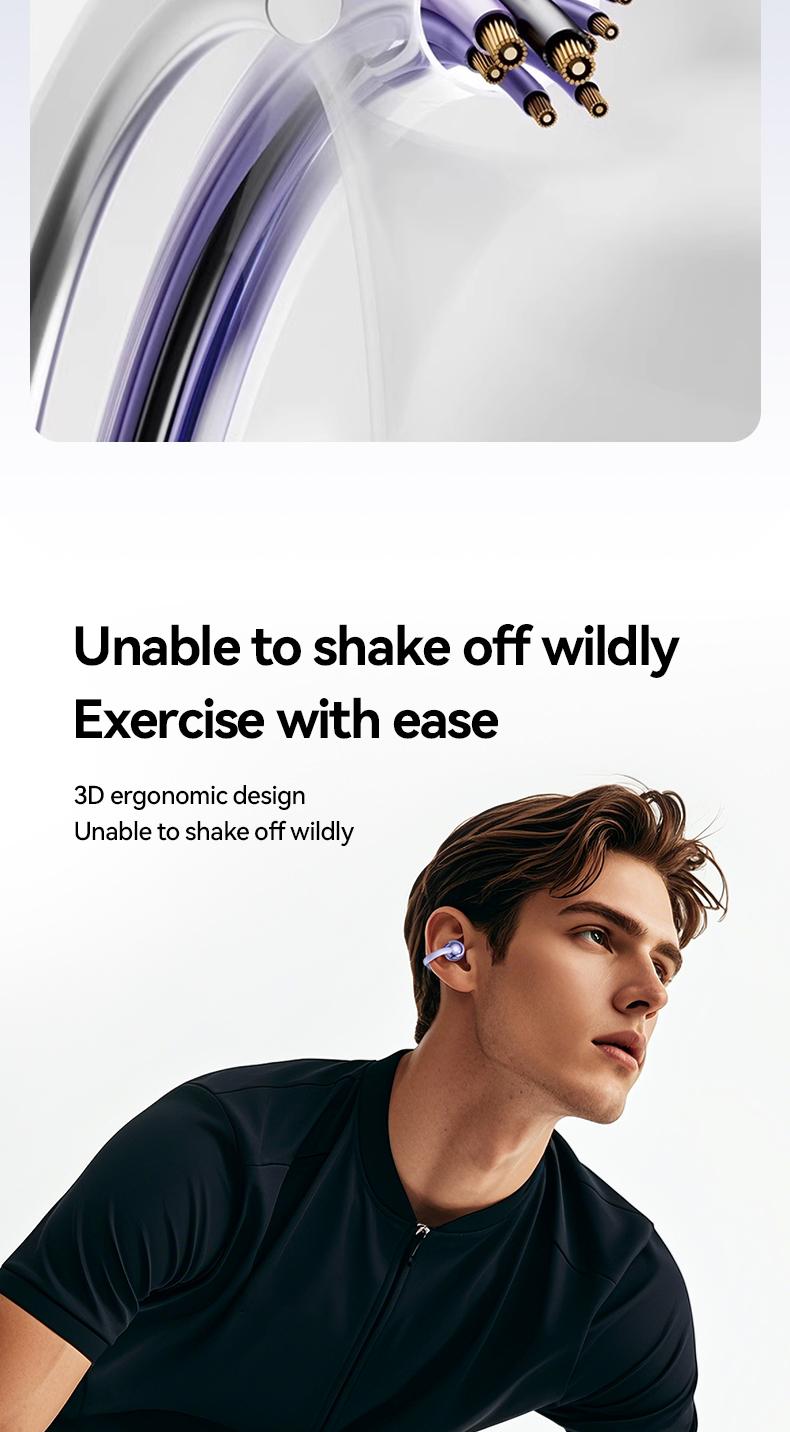 Clip-On Earbuds Gen 3, Open-Ear Wireless Bluetooth 6.0 Headphones with Mic, Secure Fit for Small Ears & Glasses Wearers, 50H Playtime, ENC, IPX5 Waterproof Sport Ear Buds
