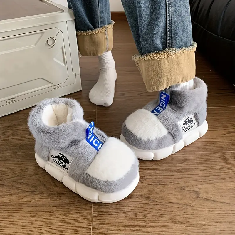 [Cute Rabbit Plush Slippers] Warm Cozy Plush Slippers - Cute Rabbit Design, Thick Sole, Non-Slip, Pink Furry Home Footwear Girl Women umbrella  hat Women's Snow Garden Boots Collapsible Vampire Umbrella  Shoe Walking Shoes Slide Flipflop Tsinelas Dance On