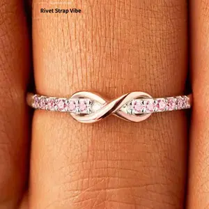 Forever Bestie Pink Promise Infinity Symbol Ring Set - Best Friend Pink Promise Platinum Plated Ring, symbolizing unbreakable friendship, adjustable ring