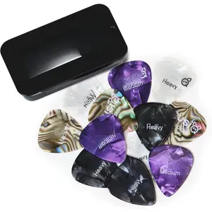 Guitar Picks | 12 Pack - Medium & Heavy - Variety Pack | Acoustic & Electric Guitar Picks, Celluloid Material
