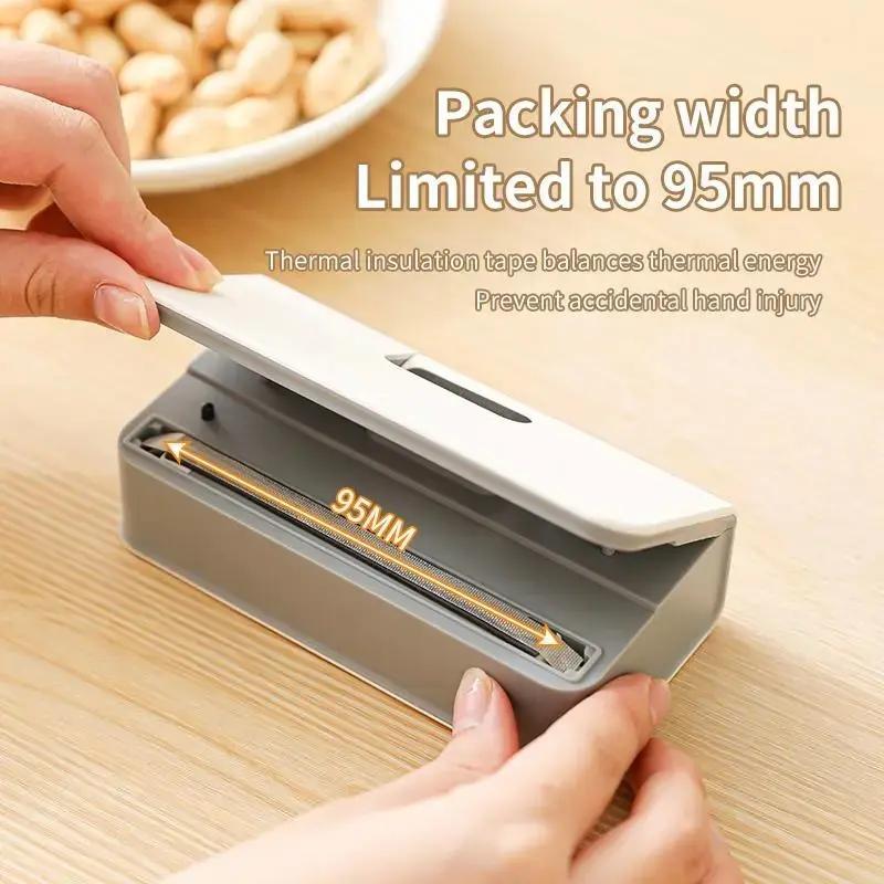 Rechargeable Mini Bag Heat Sealer-Cutter with LED Display, USB-C, 6-Level Sealing, 100–300 Seals/Charge, Fridge-Magnetic for Snack, Potato Chip, Food Storage Resealing (Household Kitchen Vacuum Sealer Accessory)