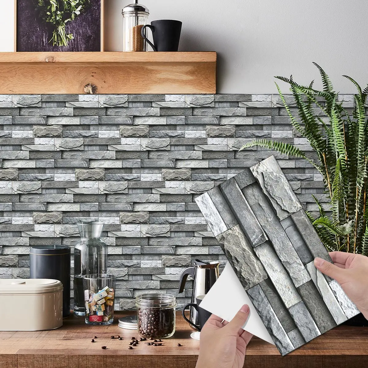 3D Vintage Wall Tile Pattern Self-adhesive Sticker, Peel and Stick Wallpaper Designs, 12/24pcs Waterproof & Moisture-resistant Wall Sticker, Suitable for Interior Walls, Kitchen, Living Room, and Bathroom