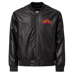 Sunset Silhouette Faux Leather Bomber Jacket