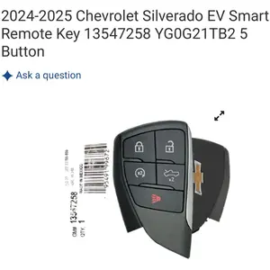2024-2025 Chevrolet Silverado EV Smart Remote Key 13547258 YG0G21TB2 5 Button